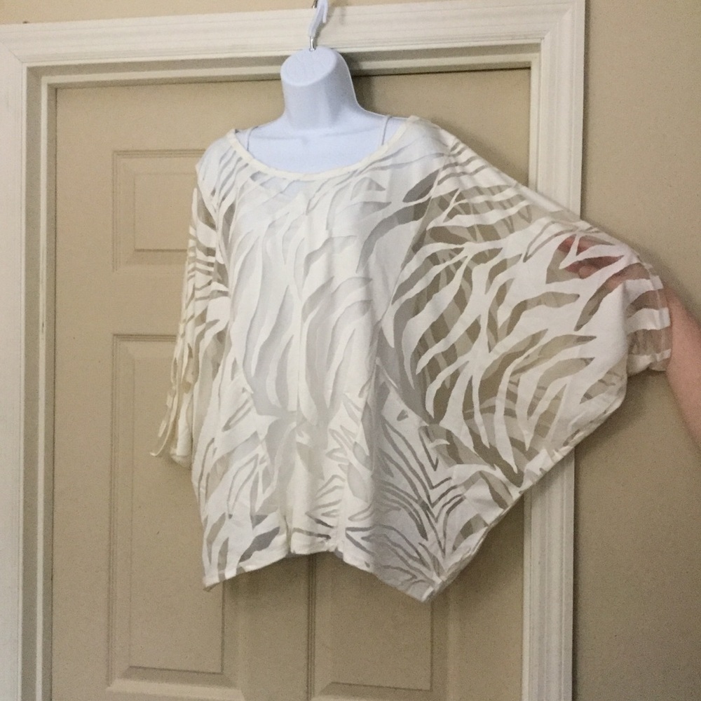Lane Bryant Sheer cream zebra top - Picture 2 of 3